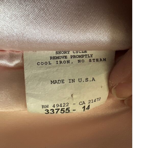 Jessica McClintock Pink Black Lace Strapless Formal Gown Dress Maxi Evening Prom - Picture 5 of 8